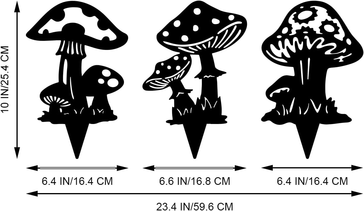 Metal Yard Art,Cute Mushroom Silhouette,Metal Plants Garden Decor Outdoor,Lawn Ornaments, Garden Gift