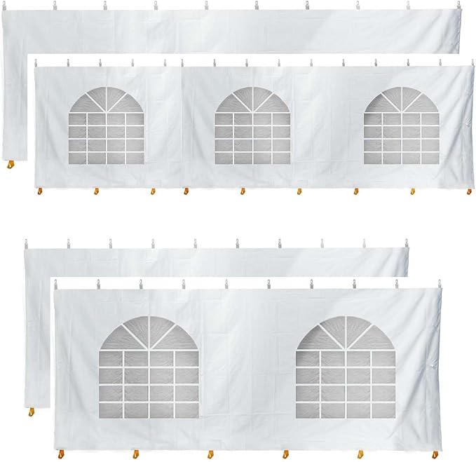 TentandTable 20 Foot x 30 Foot Party Tent Sidewall Kit, Complete 4 PVC Vinyl Wall Set - 2 Solid & 2 Window 7' Side Walls, Fits Commercial Standard Event Outdoor Canopy Tents, Tent Not Included