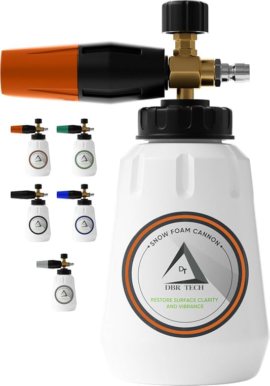 Foam Cannon for Pressure Washer, 1.1mm Orifice, 1000-4000 PSI, 1/4 Inch Quick Connector, Wide Neck and Adjustable Spray, Heavy Duty Car Snow Foam Blaster for Superior Foaming & Deep Clean, Orange
