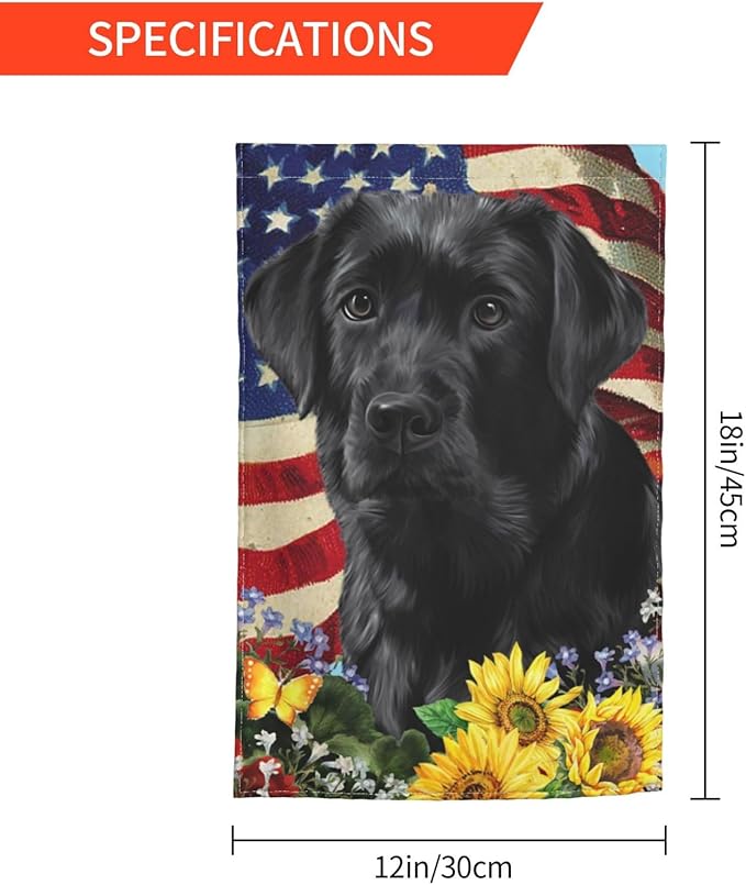 Lab Labrador American Flag Patriotic Dog Garden Flag Welcome Party Outdoor Outside Decorations Picks Home House Garden Yard Decor 12x18 Inch