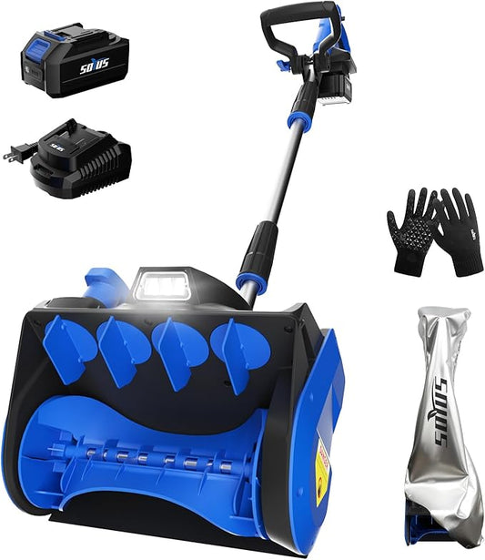 Cordless Snow Shovel, 20V 12-Inch Electric Snow Blower, Electric Snow Shovel with Directional Plate and LED Light, Snow Blowers for Driveways, Sidewalks(1x4.0Ah Battery, Charger and Cover Included)