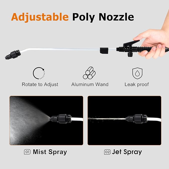 EVIKA 1 Gallon Battery Powered Pump Sprayer, Air Liquid Pump Sprayer with Adjustable Nozzle and Fan Nozzle, Weed Spray, Automatic Garden Pressure Sprayer for Weeding Spraying and Cleaning, Green