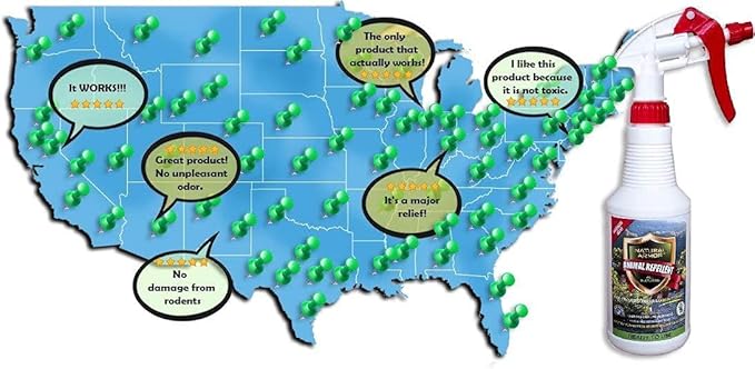 Natural Armor Animal & Rodent Repellent Spray. Repels Skunks, Raccoons, Rats, Mice, Deer Rodents & Critters. Repeller & Deterrent in Powerful Peppermint Formula – 128 Fl Oz Gallon Refill Case of 4