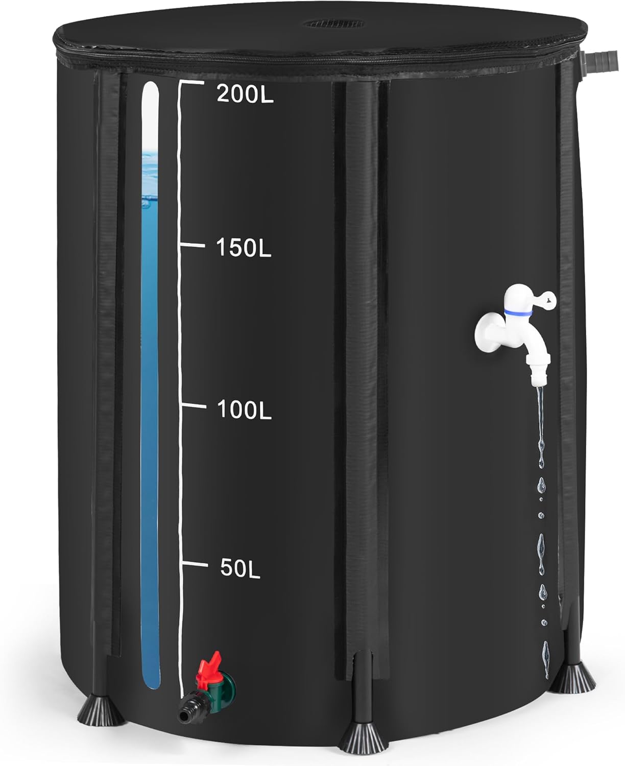 Collapsible Rain Barrel, Portable Rain Water Collection System Kit, 53 Gallon – Foldable Water Tank & Storage Reservoir with Spigot for Garden, Lawn, & Emergency Use