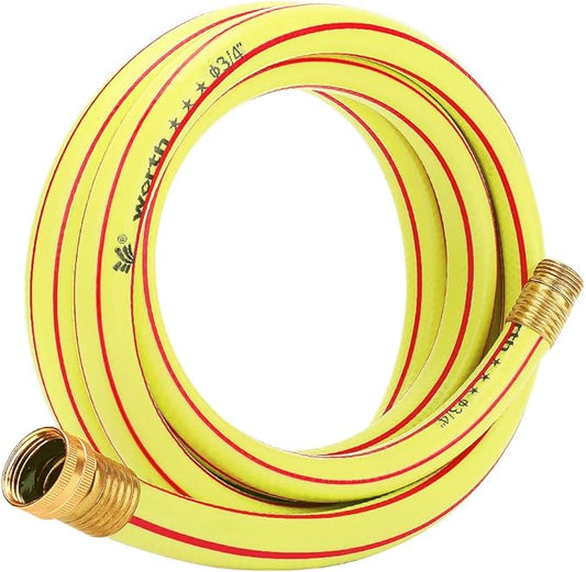 Solution4Patio Short Leader Yellow Garden Hose 3/4 in. x 10 ft. -Heavy Duty Durable Flexible Lightweight Water Pipe for Yard & Commercial -Kink Free, No Leaking, Male/Female Brass & Aluminum Fittings