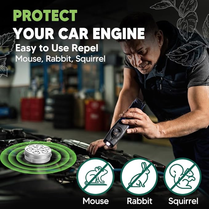Rodent Repellent for Car Engines, Mouse Repellents for Car, Pest Repellant, Cars Rodent Repellent Under Hood, Keeping Rodents Out of House, Peppermint to Repel Mice and Rat Repellent-2P