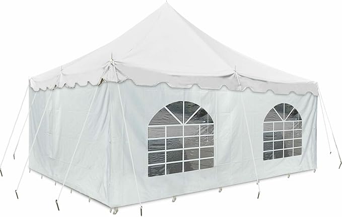 Party Tents Direct 20' x 20' Weekender Canopy Tent with Sidewalls, Easy Up Party Tent for Backyard, Outdoor Tents for Parties, Weddings, Graduations, Banquets, Events, Heavy Duty, PVC White Top