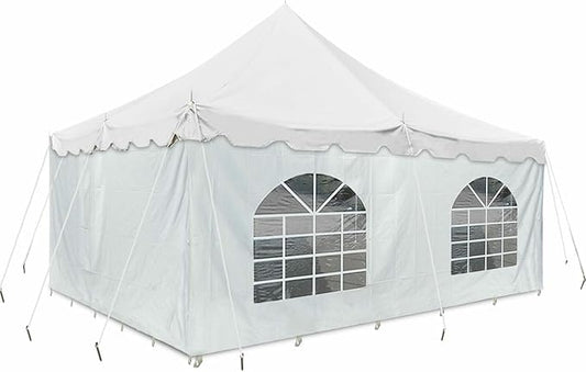 Party Tents Direct 20' x 20' Weekender Canopy Tent with Sidewalls, Easy Up Party Tent for Backyard, Outdoor Tents for Parties, Weddings, Graduations, Banquets, Events, Heavy Duty, PVC White Top