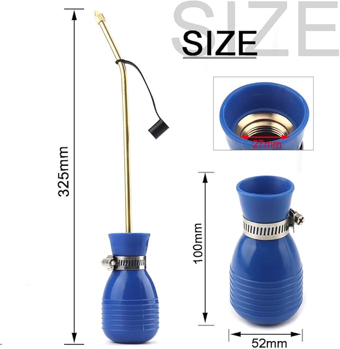 Bug Treatment Powder Duster/Large Diatomaceous Earth Bulb Duster/Powder Applicator/Garden Applicator/Bulb with Long Copper Tube for Indoor and Outdoor Insect Treatment Blue