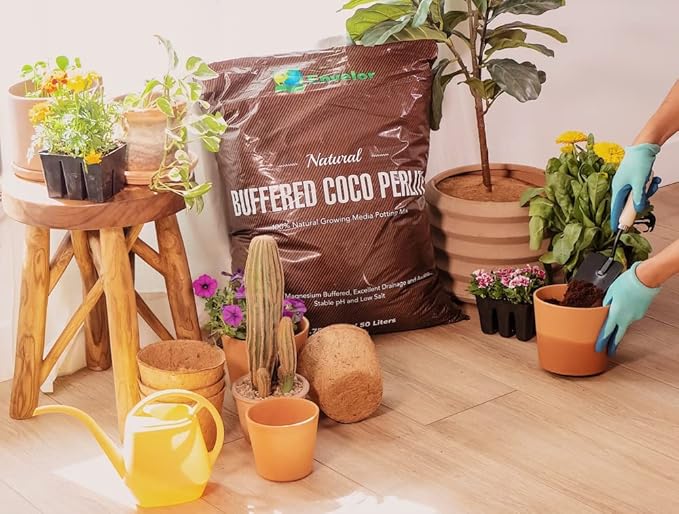 Potting Soil Mix 50 Liter Bag Envelor Indoor Plants Soil for Outdoor Plants 1.75 Cubic Feet Potting Mix Hydrated Coco Coir Perlite Mix Buffered Ready to Use Natural Plant Top Soil