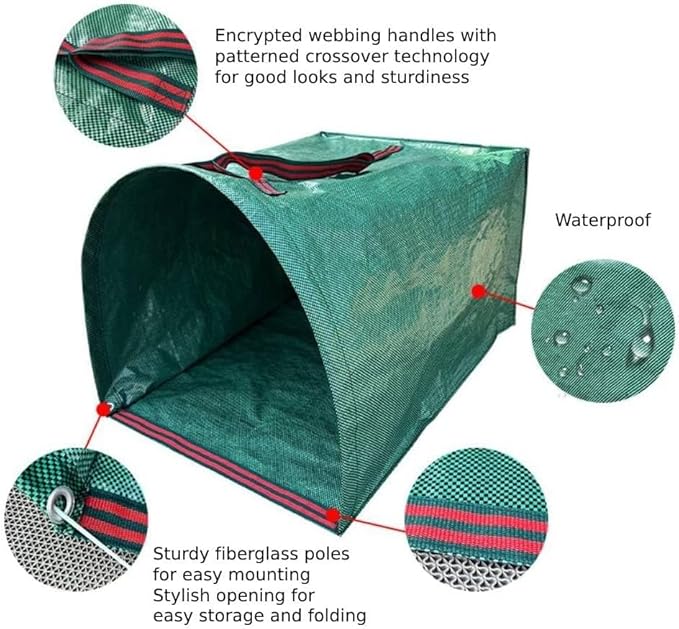 Leaf Bag Holder – Collapsible Yard Waste Bag, Reusable Garden Debris Bag for Leaves, Lawn Trash, Camping, Parties & Laundry