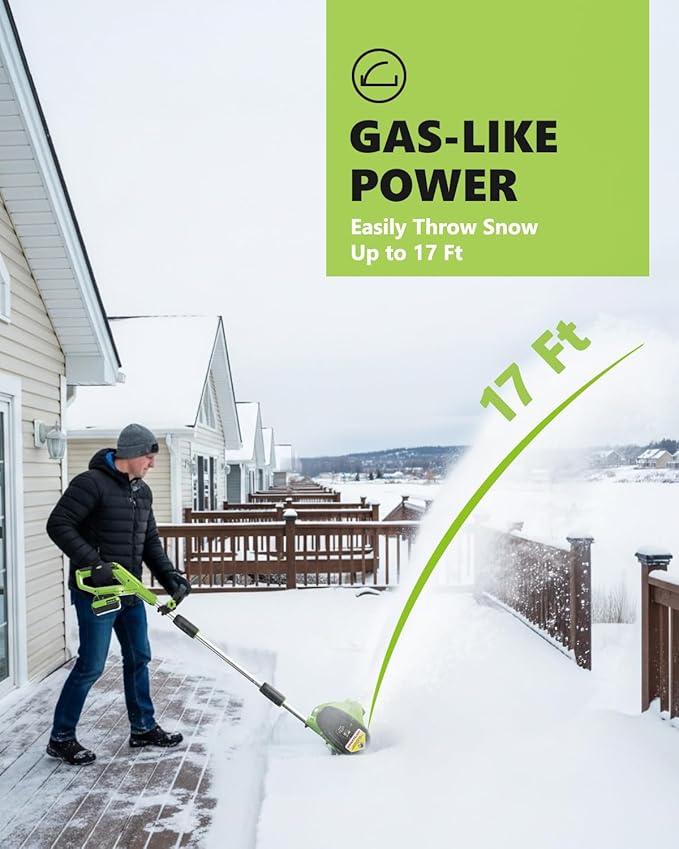 12.2-Inch Cordless Snow Blower, Battery Powered Snow Shovel with Directional Plate, Electric Snow Blowers Included 20-Volt/4.0 Ah Lithium-ion Battery Pack and Quick Charger