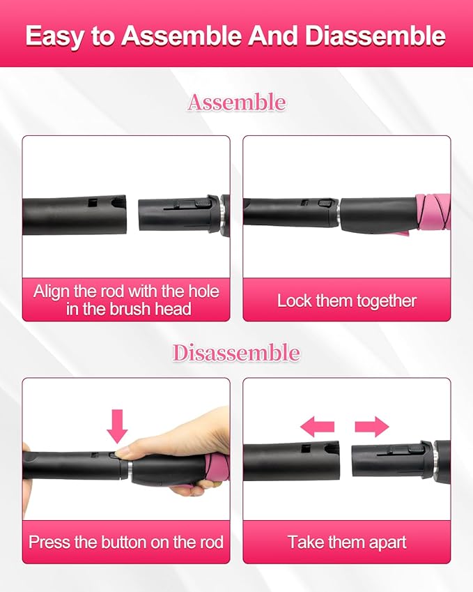 SEAAES 33 Inch Snow Brush and Ice Scraper for Car Windshield, Extendable Snow Scraper and Brush with Foam Grip for Truck SUV Vehicle Window - Pink