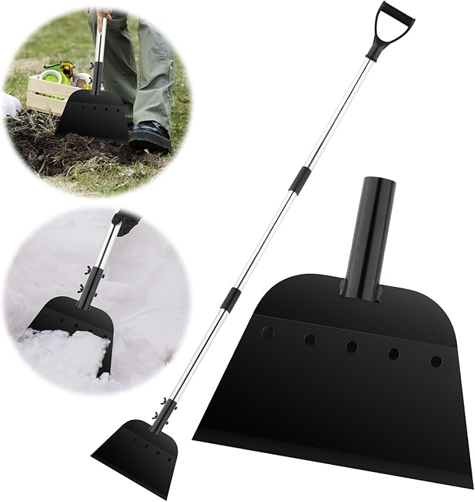 Heavy Duty Cleaning Shovel - Durable Snow Ice Dirt Scooper, All-Purpose Farm & Garden Tool with Ergonomic Grip - Effortless Debris Removal