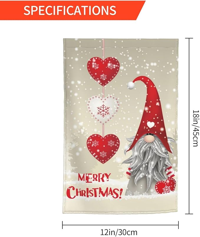 Gnome Christmas Merry Snowflake Retro Garden Flag Welcome Party Outdoor Outside Decorations Picks Home House Garden Yard Decor 12x18 Inch