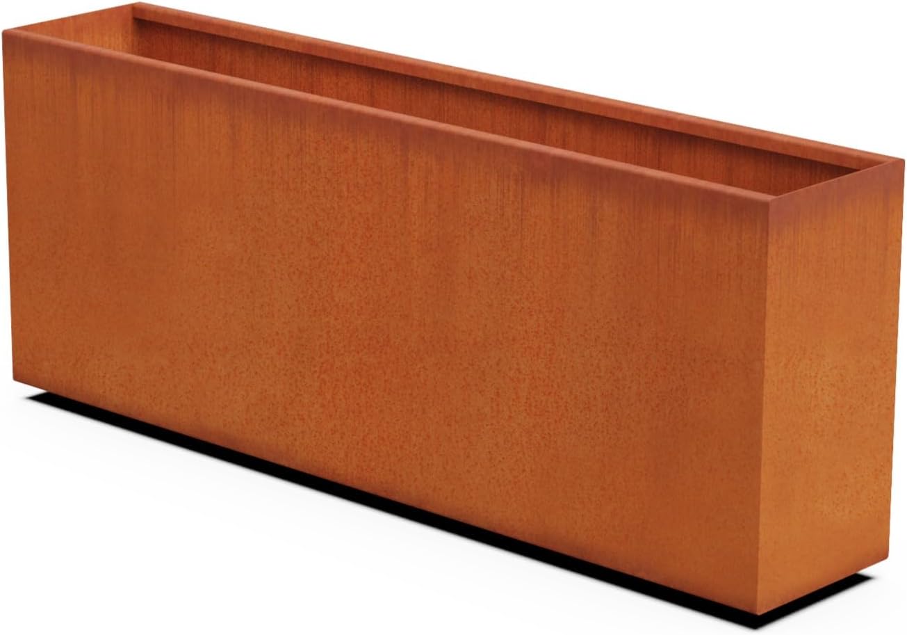 Large Rectangular Planters for Outdoor Plants 60x12x24 Inch Corten Steel Planter - Extra Large Outdoor Planter Box for Patios, Decks and Garden Borders