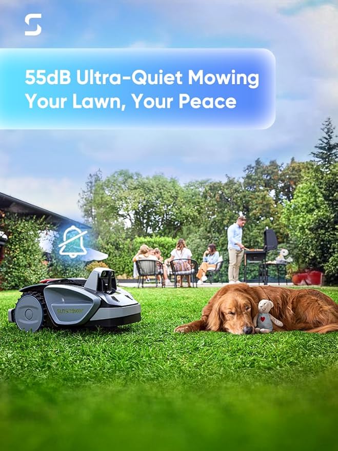 Sunseeker V3 Wireless Robot Lawn Mower 0.15 Acre/ 6,400 Sq. Ft, One-Click Mowing Automatic Lawn Mower, Vision AI Smart Obstacle Avoidance, 42% Slopes, Low Noise, Multi-Zone Navigation, App Control