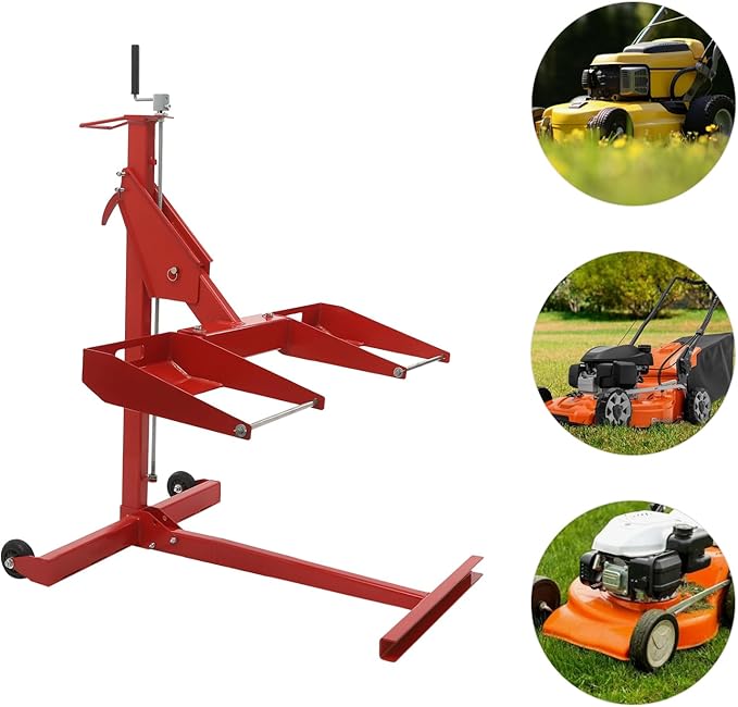 Lawn Mower Lift, 450Lbs Lawn Mower Lift Carbon Steel Lift Jack Lawnmower Lift Tool Adjustable Lawnmower Lifts w/Telescopic Design for Garden Tractors All-Terrain Maintenance and Repair(450LBS)