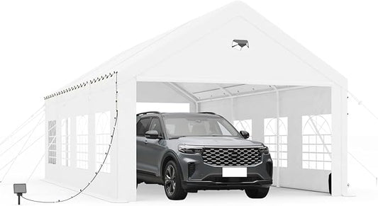 Carports 10X30 Heavy Duty,Car Ports with 180G Removable Side Walls,Carport Canopy,Portable Car Port Garage,Car Shelter All Weather,White