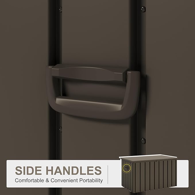 PURPLE LEAF Outdoor Deck Box 160 Gallon Waterproof Lockable Storage Box Container with Lid Deck Organization for Patio Cushions Side Table Pool Accessories Garden Tools, Brown