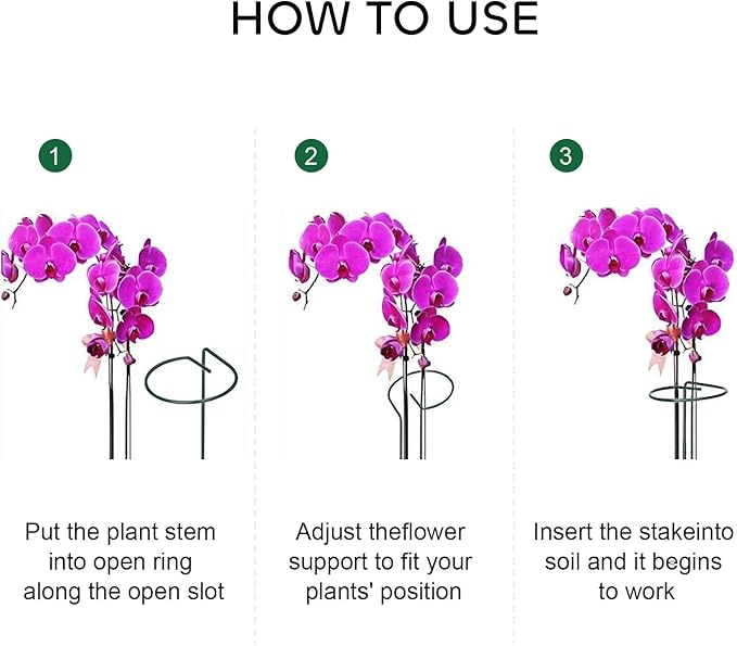 GROWNEER 24 Packs 24 Inches Plant Support Stakes, with 15 Pcs Plant Labels, Garden Single Stem Flower Support Stake, Plant Cage Support Rings for Flowers Amaryllis Orchid Peony Lily Rose