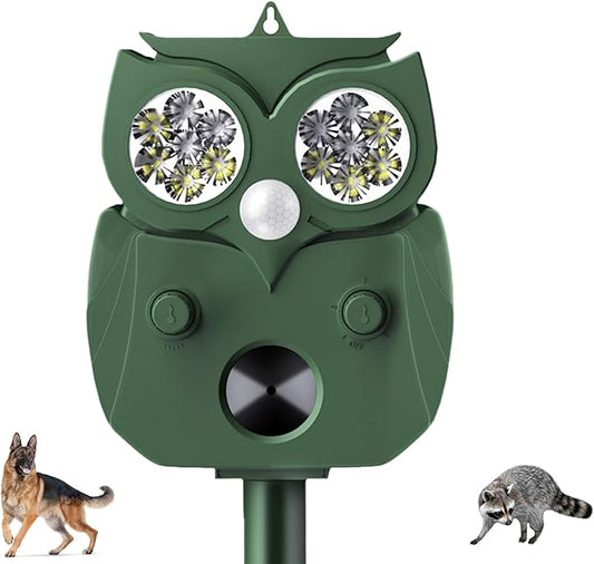 Animal Repellent Outdoor Solar Powered, Ultrasonic Deer Squirrel Skunk Rabbit Rodent Dog Deterrents Waterproof Animal Repeller, Pest Control for Gardens, Deter Mice, Snake, Squirrels, Rodents