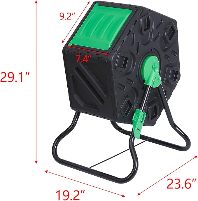 F2C 18.5 Gallon Compost Tumbler Compost Bin All-Season Outdoor BPA Free Single Rotating Chamber Composters w/ 2 Sliding Doors and Solid Steel Frame