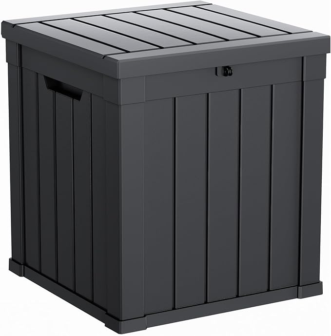 50 Gallon Outdoor Storage Box – Resin Deck Box with Lockable Lid, Waterproof Patio Furniture Storage for Tools, Garden & Yard Organization