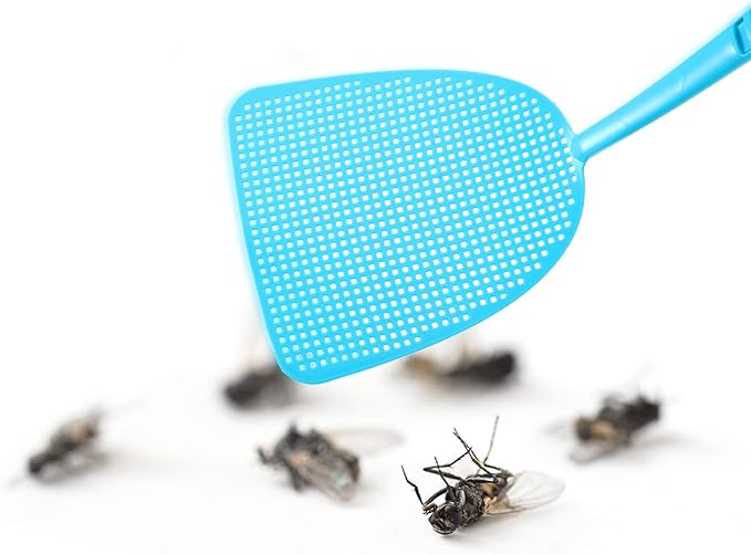 Boao 10 Pcs Fly Swatter Bulk Plastic Colorful Strong Flexible Manual Fly Swat Set Long Handle Durable Bug Swatter for Indoor and Outdoor