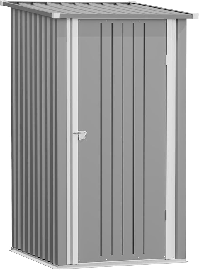 Greesum 3×3FT Outdoor Storage Shed, Metal Patio Storaged Sheds with Lockable Doors, Sheds & Outdoor Storage for Backyard, Pool and Garden, Gray