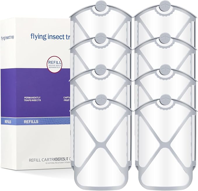 Flying Insect Trap Refills & 8 Cartridges, Compatible with ZEVOM364A Refill (8 Cartridges)