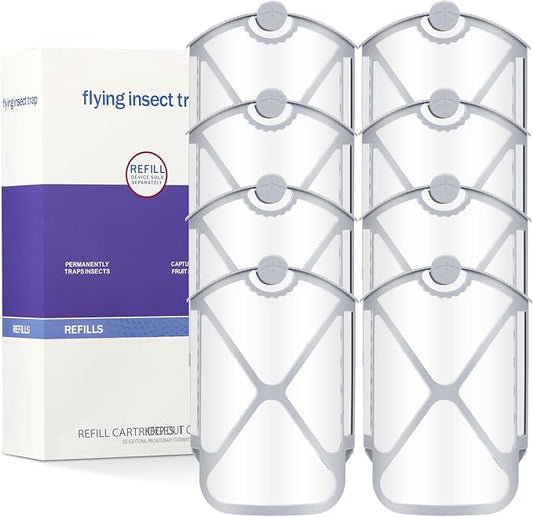Flying Insect Trap Refills & 8 Cartridges, Compatible with ZEVOM364A Refill (8 Cartridges)