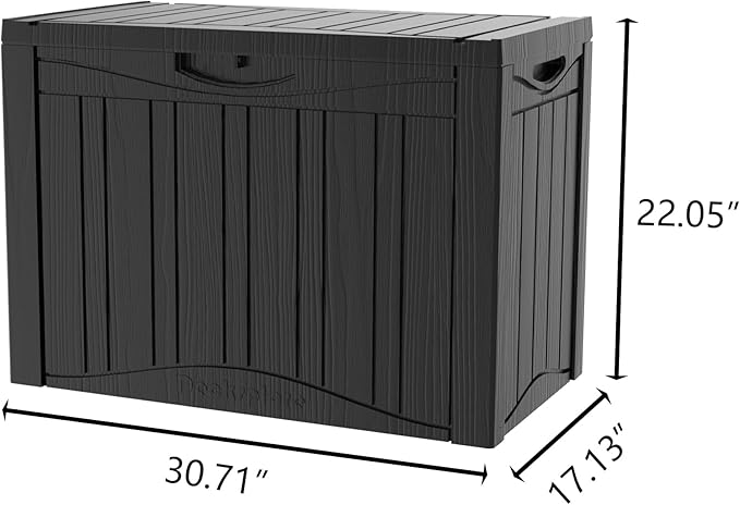 50GAL Black Deck Box with Unique Pattern and Lock Hole - Waterproof, Durable Resin Construction, SGS Sun Protection, Ideal for Storing Outdoor Furniture Covers, Effortless Assembly