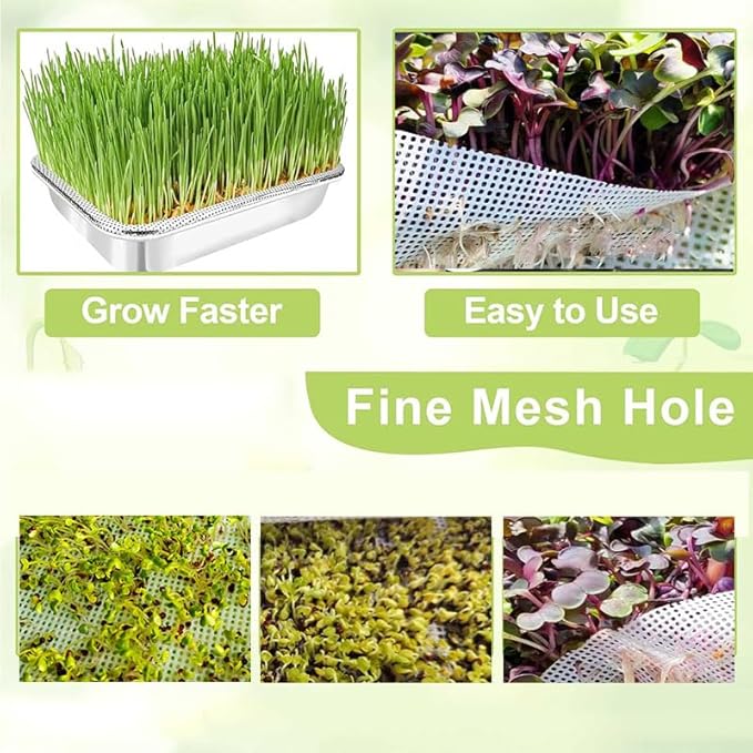 16pcs Germinating Growing Sheets,Hydroponic Growing Silicone Mats. Fit for Plant Germination Tray and Mesh Sprouting Trays,Trays NOT Included (8.26 * 78")
