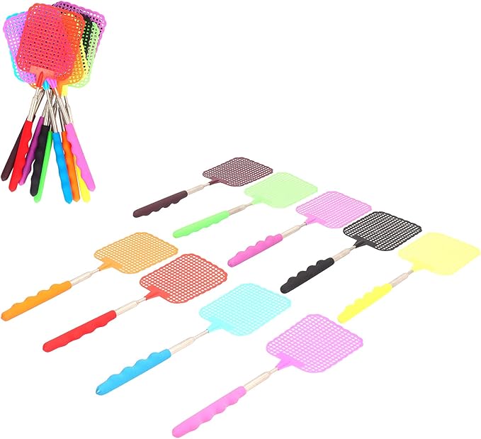 Wosune Retractable Fly Racket, Fly Swatter Retractable with Stainless Steel Rod for Home for Office for Outdoor for Camping