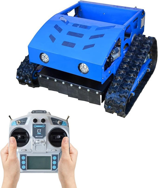 Remote Control Lawn Mower, Small Petrol Tracked All Terrain Weed Whacker for Garden, Lawn and Farm