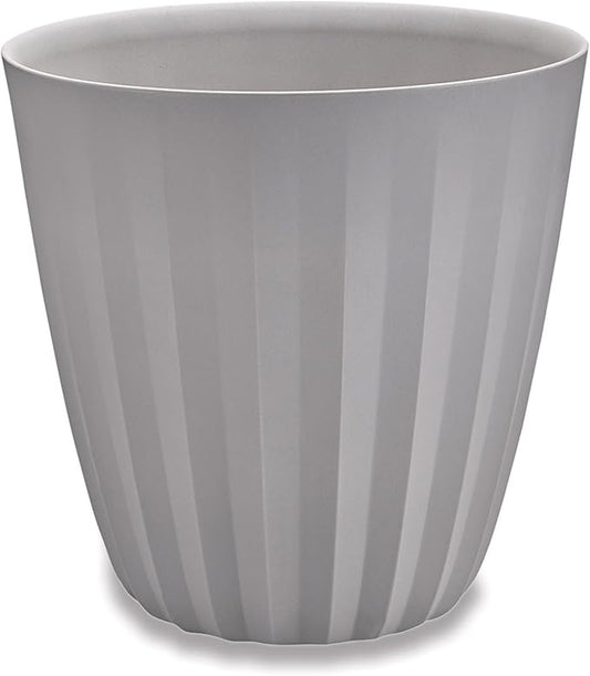 Crescent Garden Pleat Modern Decorative Planter, Grey Indoor/Outdoor Pot, Resin Plant Pot with Drain Hole - 27" W x 27" H (Ash)