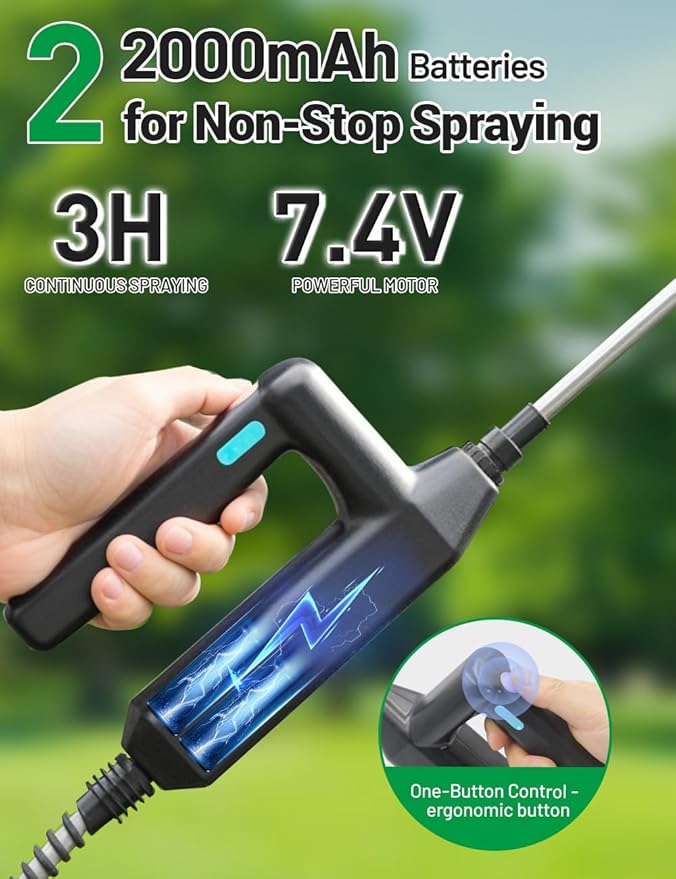 Battery Powered Sprayer 2 Gallon, 7.4V Powful Electric Pump Sprayer in Lawn and Garden with 32'' Wand, Backpack Weed Sprayer for Yard, Fertilizer