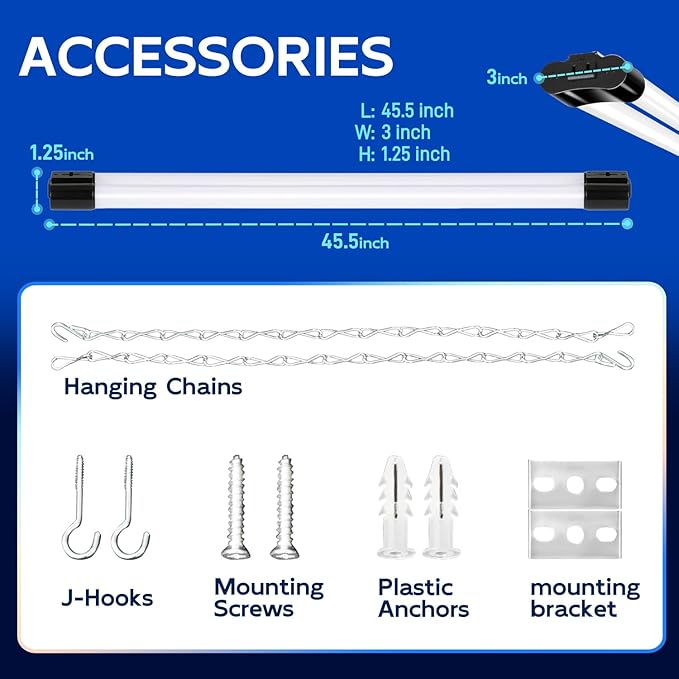 hykolity 10 Pack 4FT Linkable LED Shop Light for Garage, 6500lm, 4FT 60W Utility Light Fixture, 5000K Daylight LED Workbench Light with Plug, Hanging or Surface Mount, Black - ETL