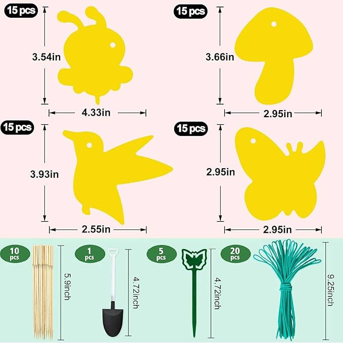 60 Pack Yellow Sticky Traps Fungus Gnat Sticky Traps, Gnat Traps for House Indoor Gnat Killer Indoor, House Plant Gnats Bugs Sticky Killer Fruit Fly Traps for Indoor