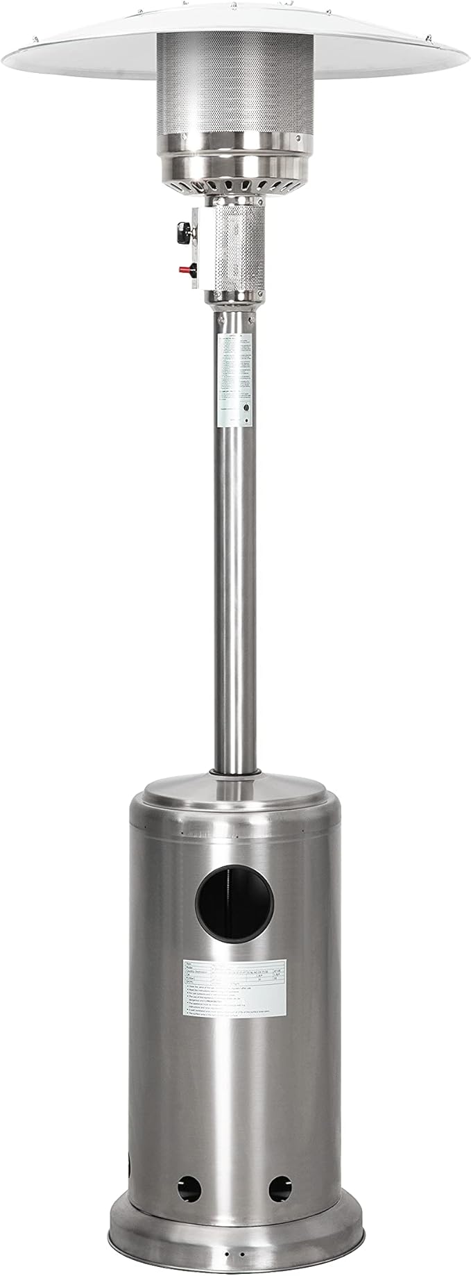 Nuu Garden Outdoor Propane Patio Heater, 46,000 BTU with Stainless Steel Burner and Wheels, Silver for Garden and Terrace