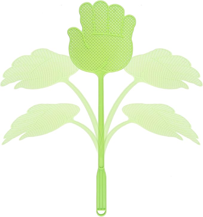 Dirza Fly Swatter - Funny Hand Shaped Fly Swatters - Durable -Colorful Manual Flyswatter Plastic Bug Swatters for Home Indoor Outdoor Classroom Office 5 Pack