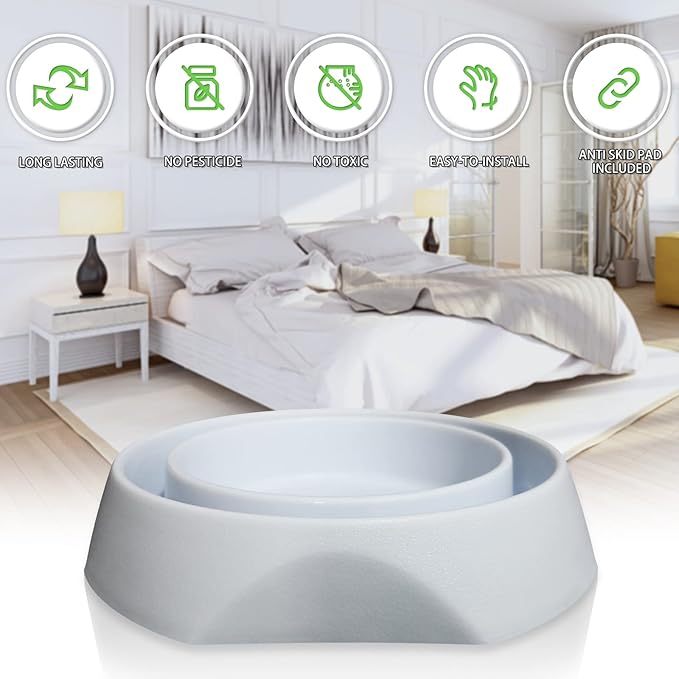 Bed Bug Interceptors with Anti Skid Pads | Bed Bug Trap | Bed Bug Traps and Detectors | Bed Bug Traps for Bed (White - 12 Pcs)