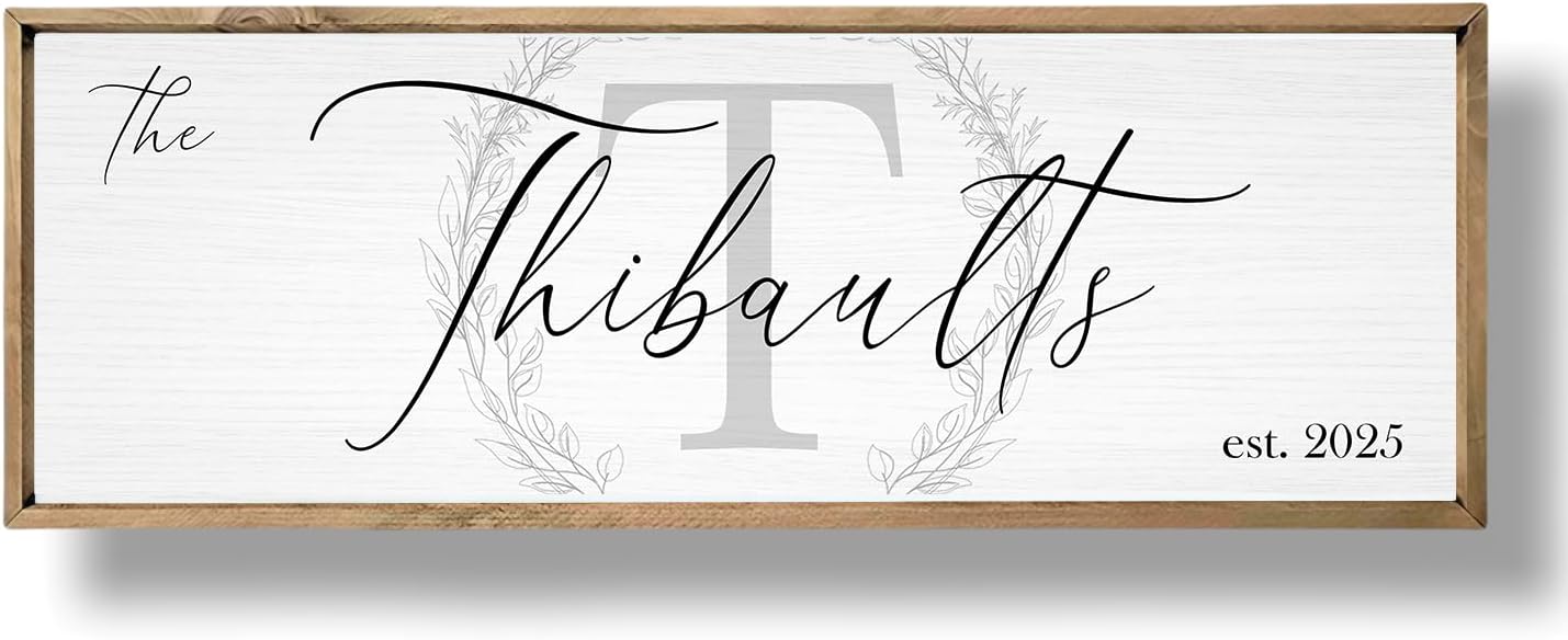 Last Name Signs for Home, Personalized Wall Decor, Monogram Gifts, Framed Wooden Family Name Sign for Home Decor, Custom Wood Signs, Established Signs