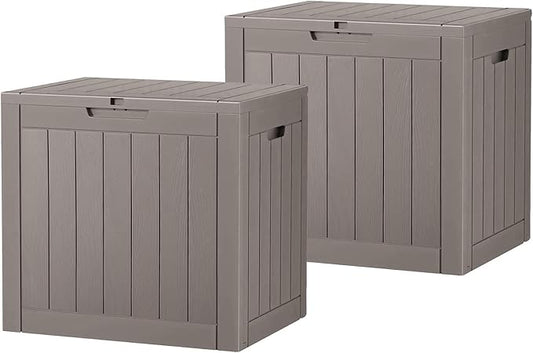 KAMABOKO 32 Gallon Outdoor Storage Box 2 Pack All-Weather Deck Box for Patio Furniture, Package Deliveries, Garden Tools, Pool Supplies & Cushions, Grey
