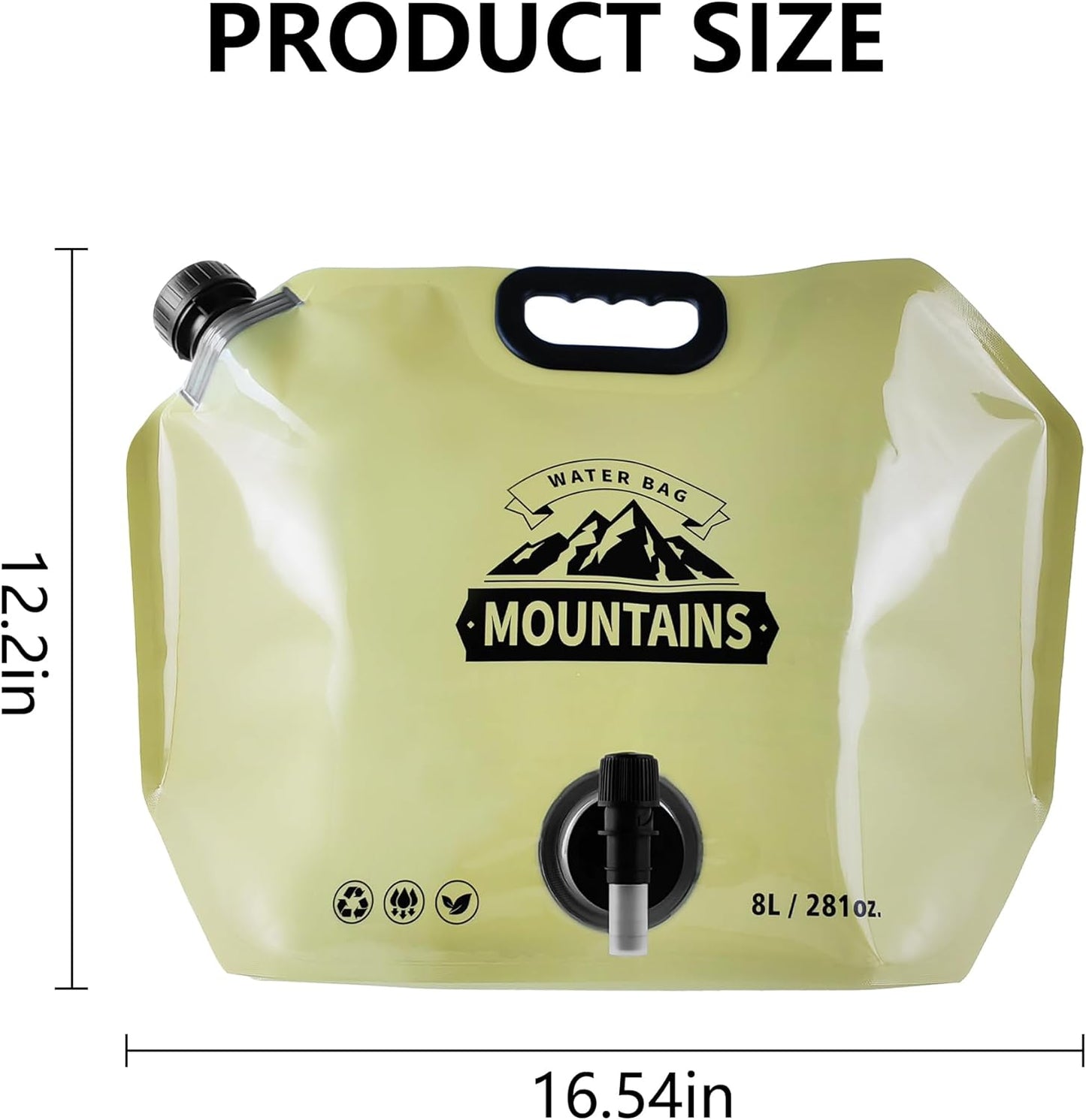 Collapsible 8L Water Storage Bag, BPA-Free Portable Folding Water Jug with Adjustable Faucet, Leakproof Emergency Water Bag for Camping, Hiking, Riding, Outdoor Sport (BEIGE, 1)