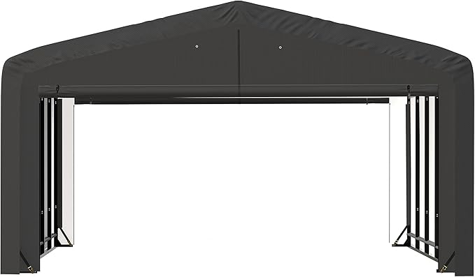 ShelterLogic ShelterTube Garage & Storage Shelter, 20' x 23' x 12' Heavy-Duty Steel Frame Wind and Snow-Load Rated Enclosure, Gray