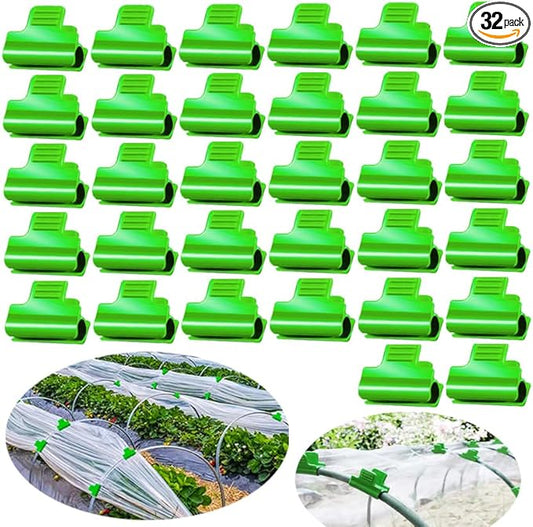 32pcs Greenhouse Frame Clips, 25mm Fixed Greenhouse Pipe Clamp Shading Film Row Tunnel Hoops Windproof Set for Greenhouses Plant Frame Shelter Netting Cover Replacement, for 24-26mm PVC Tubes