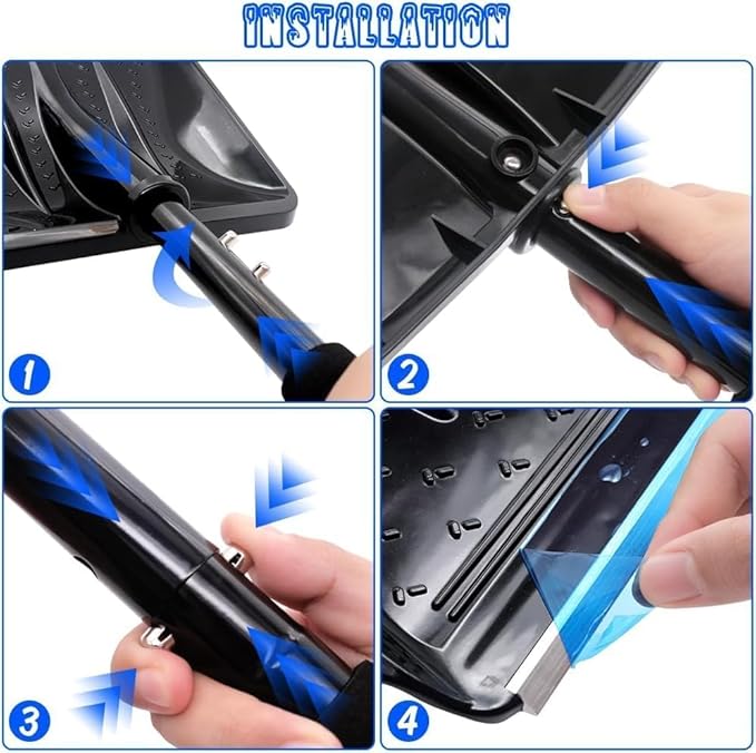 Snow Shovel for Car & Driveway, Upgraded 42.5" Lightweight Aluminum Alloy Shovel, Portable Foldable Snow Shovel for Emergency, Garden, Snow Removal, Heavy Duty Ice Shovel with Ergonomic Handle (Black)