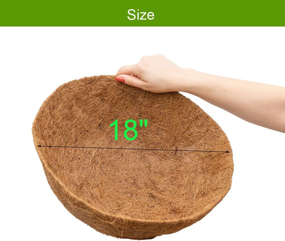 Coco Liners for Planters Round Basket Shaped Coconut Fiber Replacement Liners (2, 18 Inch)